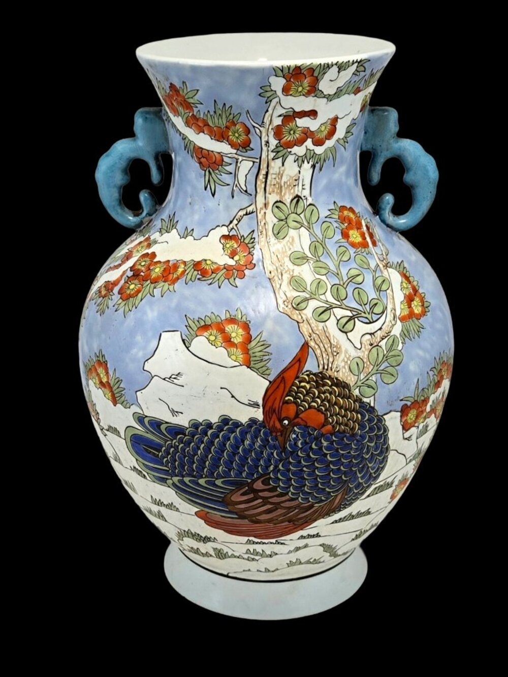 Vintage Chinese Macau Pheasant Begonia Style Vase